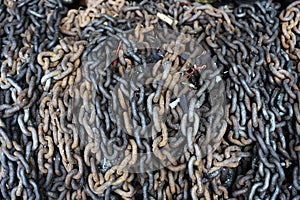 Old rusty chain,oxidation rusting chain