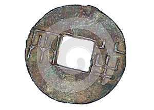 Old rusty chinese coin of Qin Dynasty