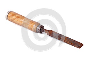 Old rusty chisel isolated on a white