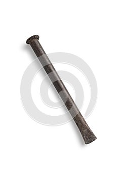 Old rusty chisel isolated on white background. photo