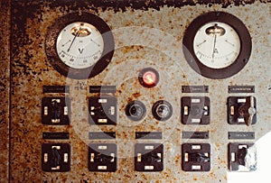 Old rusty control panel in Whale lighthouse - Phare des baleines - Re island