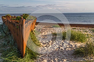 Ship wreck on the beach. Hel, Poland