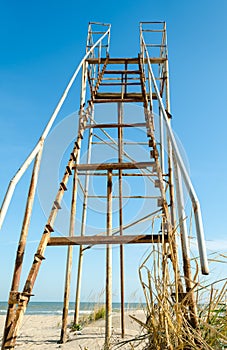 Old rusty destroyed stairway to Heaven