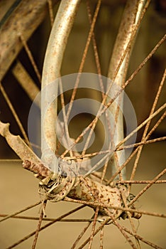 Old rusty dirt bike wheel