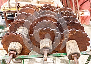 Old rusty disk plow