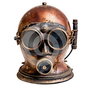 Old rusty diving helment isolated on transparent background photo