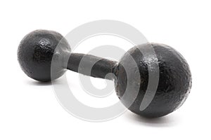 Old rusty dumbbell isolated on white background