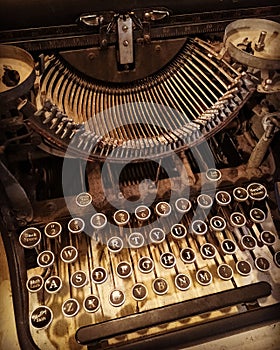 Old rusty and dusty typewriter