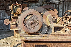 Old rusty parts of electric engine photo