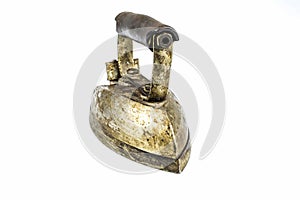 Old rusty electric iron isolated on a white background