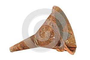 Old Rusty Funnel Isolated on White Background