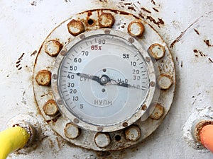 Old rusty gas gauge manometer