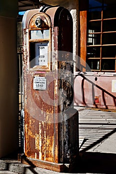 Old Rusty Gas Pump with Interesting Shadows