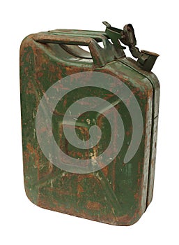 Old rusty gasoline jerry can