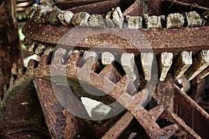 Old rusty gear mechanism, closeup