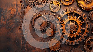 Old rusty gears as a technological background