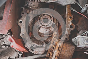 Old rusty gears. Macro