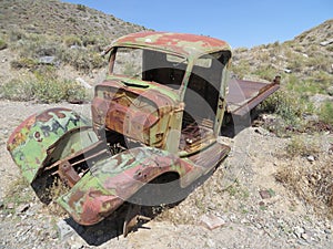 Old Rusty Green Truck Abandoned in Death Valley National Park