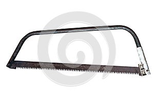 Old rusty hand saw isolated on white background with clipping path.