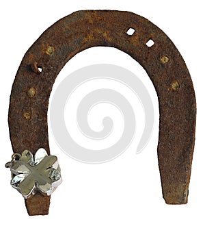 Old rusty horse shoe isolated