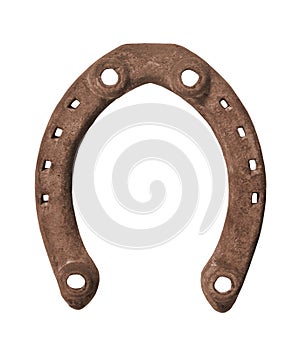 Old rusty horseshoe isolated