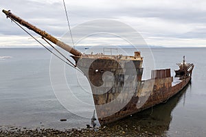 Old Rusty Hull of Famous Lord Lonsdale Ship near Punta Arenas Chile
