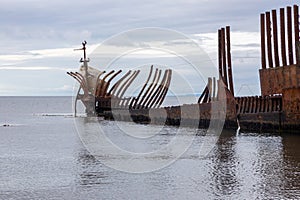 Old Rusty Hull of Famous Lord Lonsdale Ship near Punta Arenas Chile