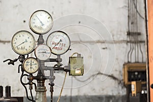 Old rusty industrial gauges