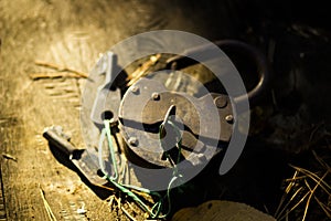 Old Rusty Iron Barn Vintage Antique Lock with Keys