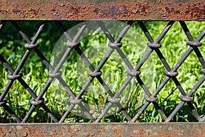 Old rusty iron fence