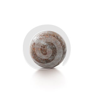 Old rusty iron metal ball isolated on white background. 3d render