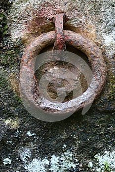 Old rusty iron ring for gripping