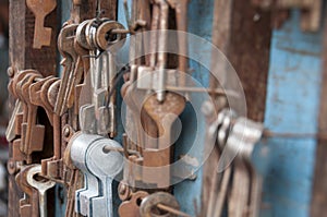Old rusty lock keys