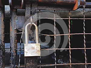 Old Rusty Lock of Small Warehouse Door