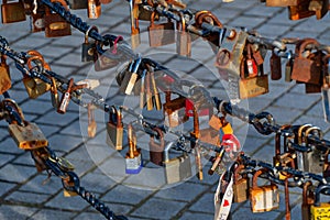 Old rusty Love Lock padlocks