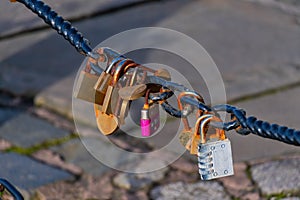 Old rusty Love Lock padlocks