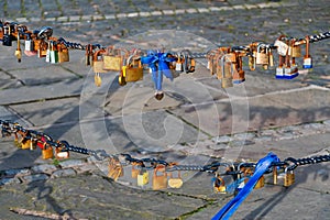 Old rusty Love Lock padlocks