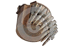 Old rusty machine gun ammunition case