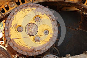 old rusty machine iron wheel