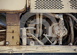 Old rusty machinery detail, machinery concept