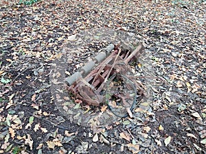 Old rusty machinery nature autumn woodland