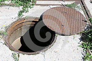 Old rusty manhole