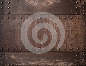 Old rusty metal background with rivets 3d illustration