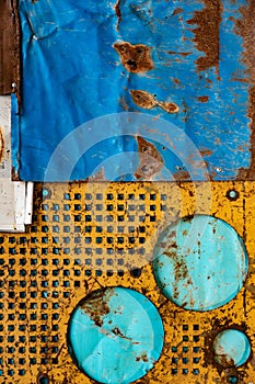 Old rusty metal background texture. grunge texture of colorful old paint surface