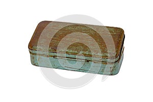 old rusty metal box isolated on white background. this had clipping path