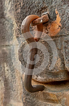 Old rusty metal door hook