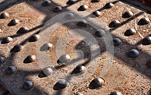 Old rusty metal rivets