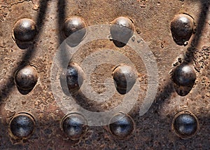 Old rusty metal rivets