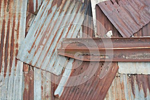 old rusty metal roofing sheets, full frame background