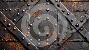 Old rusty metal texture background with rivets